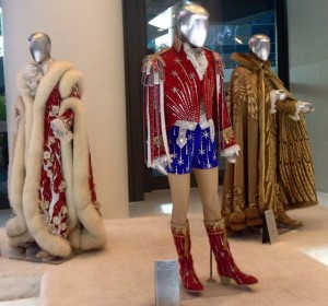 Three costumes made by Travis for Liberace, including his hated patriotic outfit, from the Liberace museum collection.