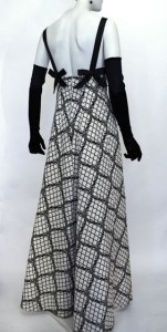 Matching evening dress in reverse colours, c. 1964